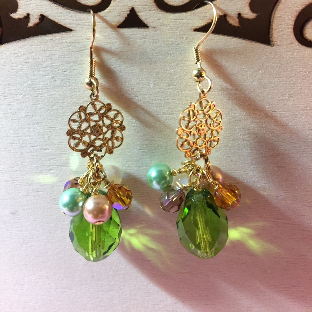 Handmade Earrings by me!  Green!